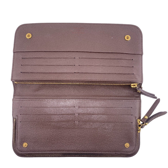 LOUIS VUITTON Long Wallet Purse N63071 leather Brown 1 Damier Unsolit Women(Unisex) Used Authentic