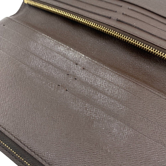LOUIS VUITTON Long Wallet Purse N63071 leather Brown 1 Damier Unsolit Women(Unisex) Used Authentic