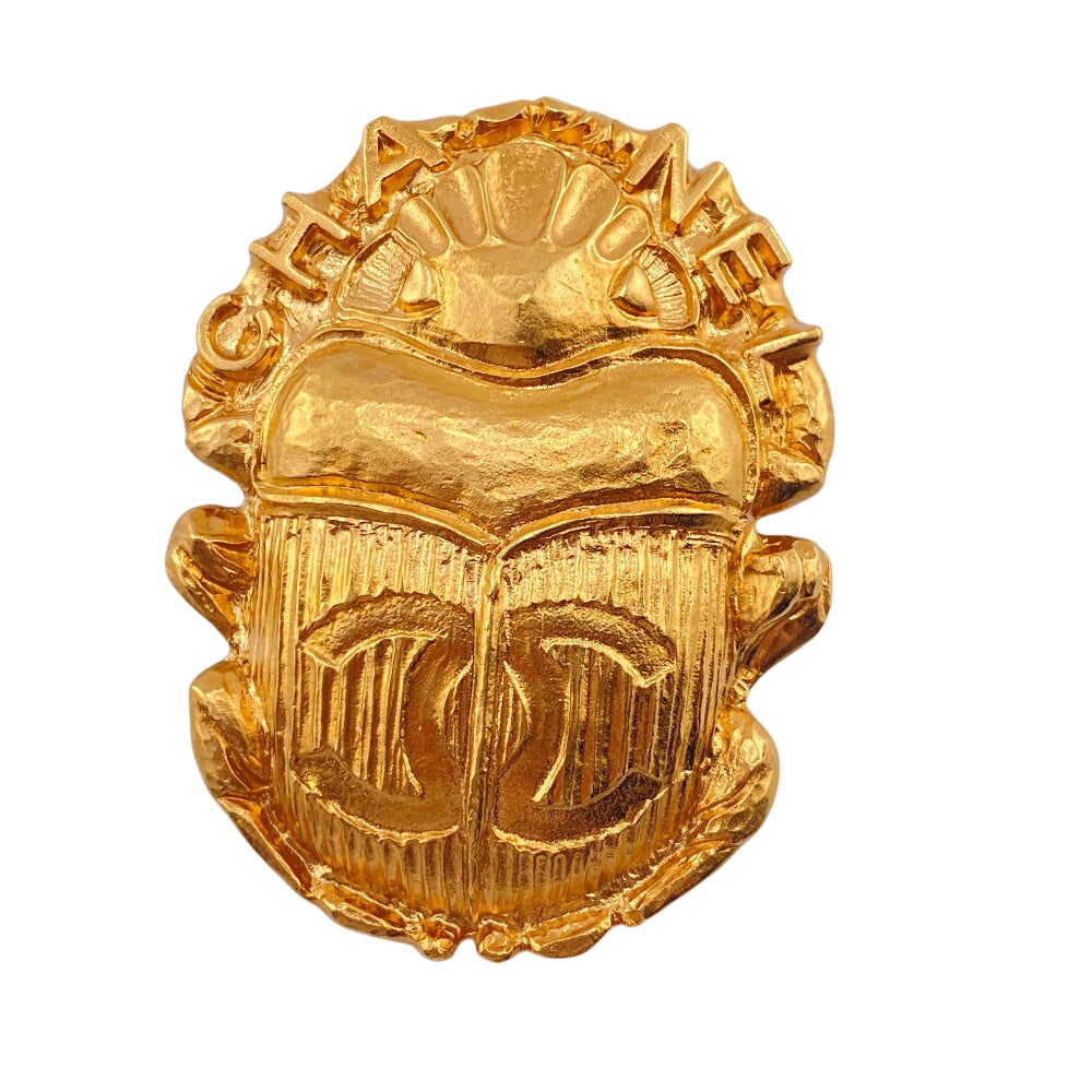 CHANEL Brooch Gold Plated gold 1 COCO Mark logo Scarab motif Women(Unisex) Used Authentic