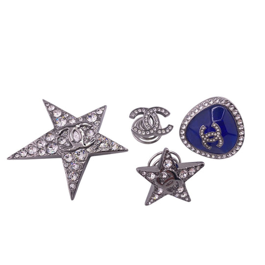 CHANEL hair accessory B22C Gold Plated blue COCO Mark Star Rhinestone Star motif Women Used Authentic