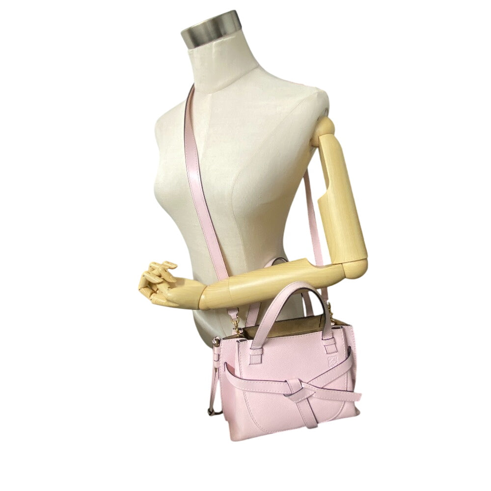 LOEWE Handbag leather pink 2WAY anagram Gate top handle mini Women Used Authentic