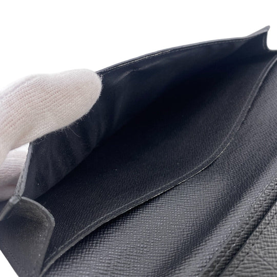 LOUIS VUITTON Long Wallet Purse N62227 leather black Damier Grafitte Ron mens Used Authentic