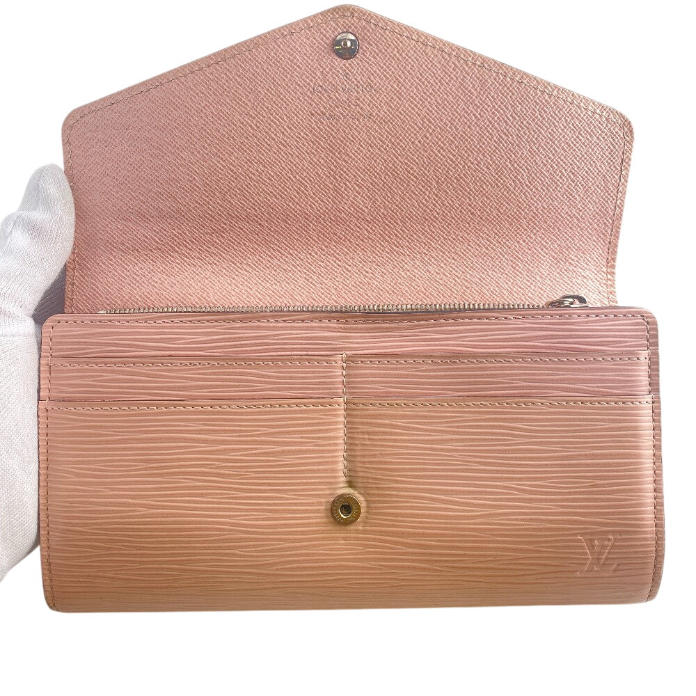 LOUIS VUITTON Long Wallet Purse M61394 leather pink Portefeuille Epi Sarah Rose Ballerine Women Used Authentic