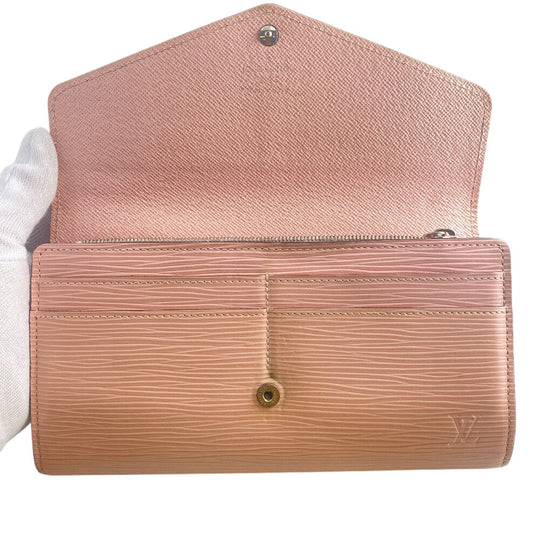 LOUIS VUITTON Long Wallet Purse M61394 leather pink Portefeuille Epi Sarah Rose Ballerine Women Used Authentic