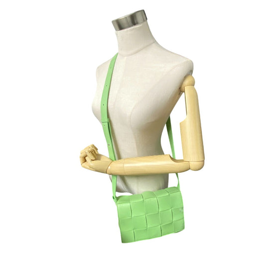 BOTTEGAVENETA Shoulder Bag lambskin Light green Magnetic closure cross sling bag INTRECCIATO cassette Women Used Authentic