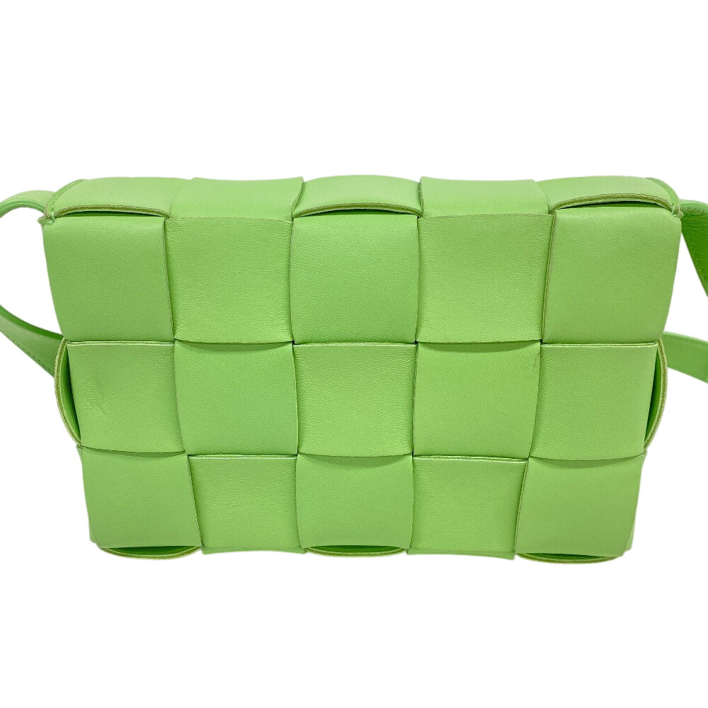 BOTTEGAVENETA Shoulder Bag lambskin Light green Magnetic closure cross sling bag INTRECCIATO cassette Women Used Authentic