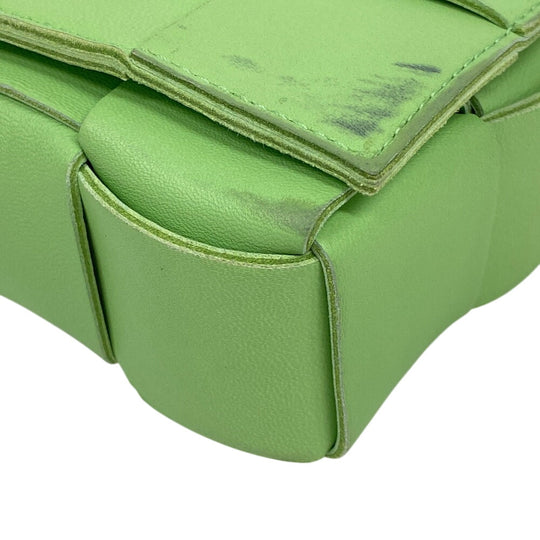 BOTTEGAVENETA Shoulder Bag lambskin Light green Magnetic closure cross sling bag INTRECCIATO cassette Women Used Authentic
