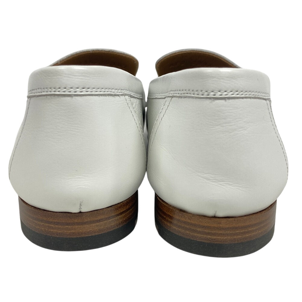 HERMES loafers leather white moccasin royale fringe Women 38 Used Authentic