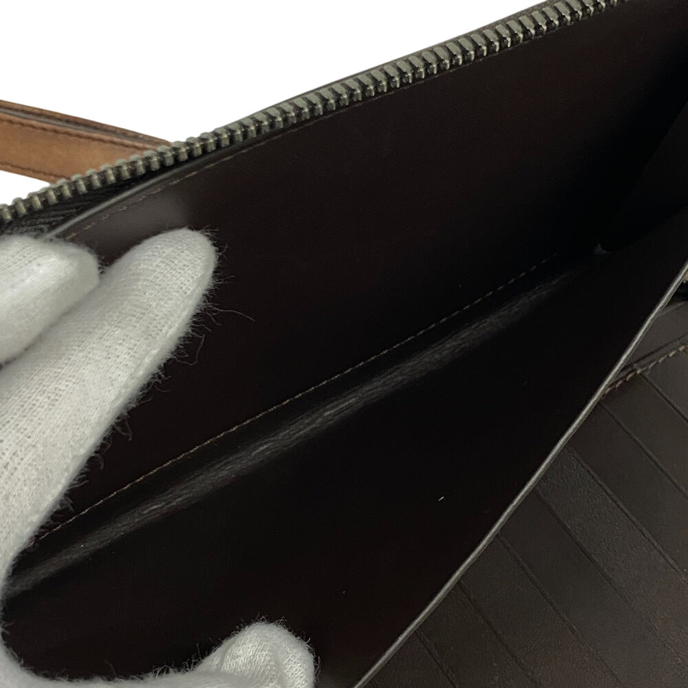 Berluti Long Wallet Purse leather Brown Zippy Organizer Calligraphy Tali Scrit leather long zip wallet mens Used Authentic