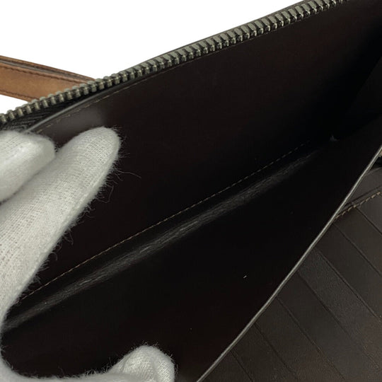 Berluti Long Wallet Purse leather Brown Zippy Organizer Calligraphy Tali Scrit leather long zip wallet mens Used Authentic