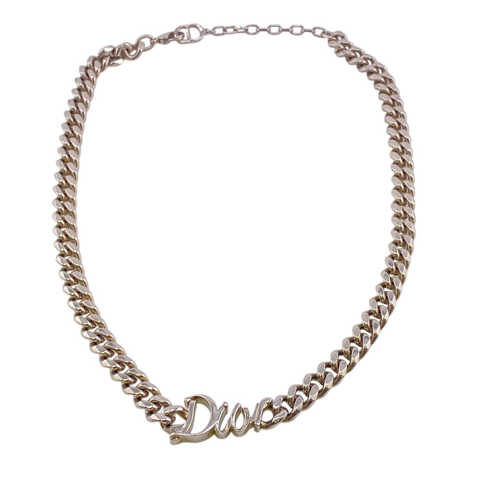 Dior Necklace metal Silver Kihei Chain RIBBON logo Women Used Authentic