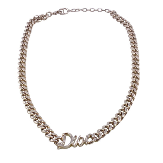 Dior Necklace metal Silver Kihei Chain RIBBON logo Women Used Authentic