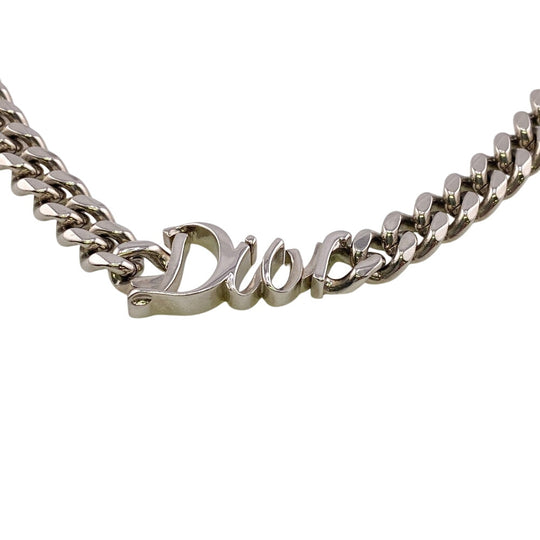 Dior Necklace metal Silver Kihei Chain RIBBON logo Women Used Authentic