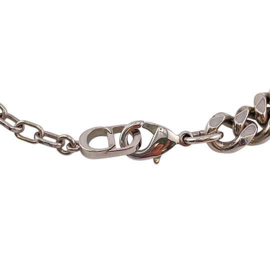 Dior Necklace metal Silver Kihei Chain RIBBON logo Women Used Authentic
