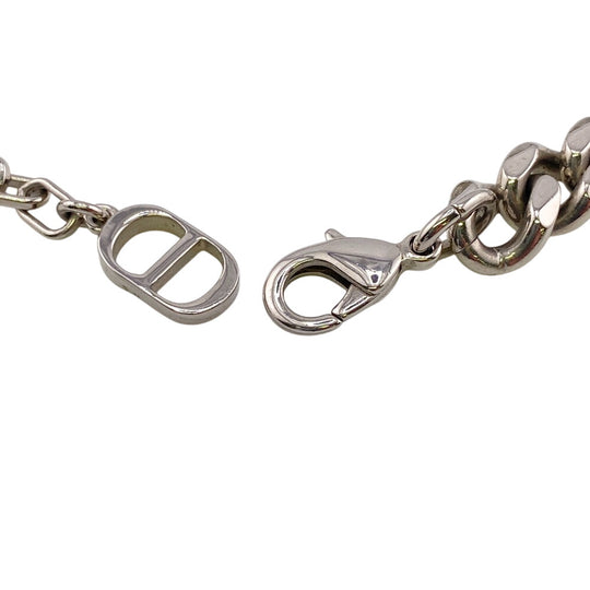 Dior Necklace metal Silver Kihei Chain RIBBON logo Women Used Authentic