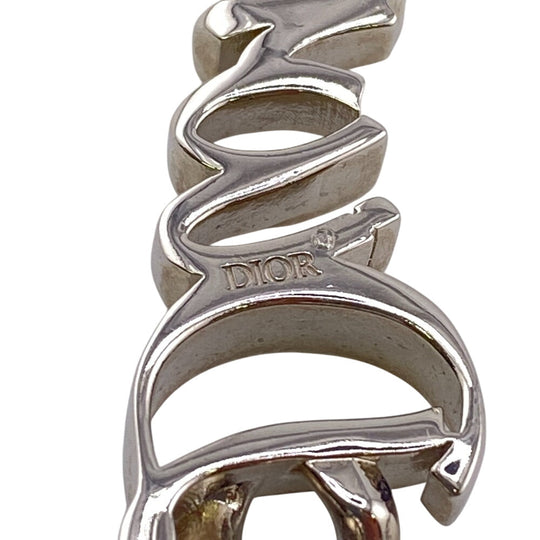 Dior Necklace metal Silver Kihei Chain RIBBON logo Women Used Authentic