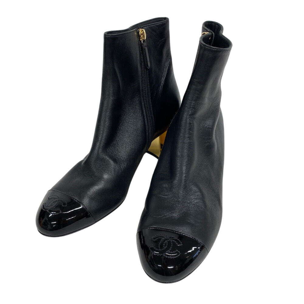 CHANEL boots Patent Leather, Nylon black 2WAY COCO Mark Matrasse K21 Women 39C Used Authentic