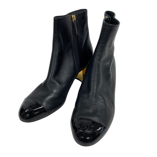 CHANEL boots Patent Leather, Nylon black 2WAY COCO Mark Matrasse K21 Women 39C Used Authentic
