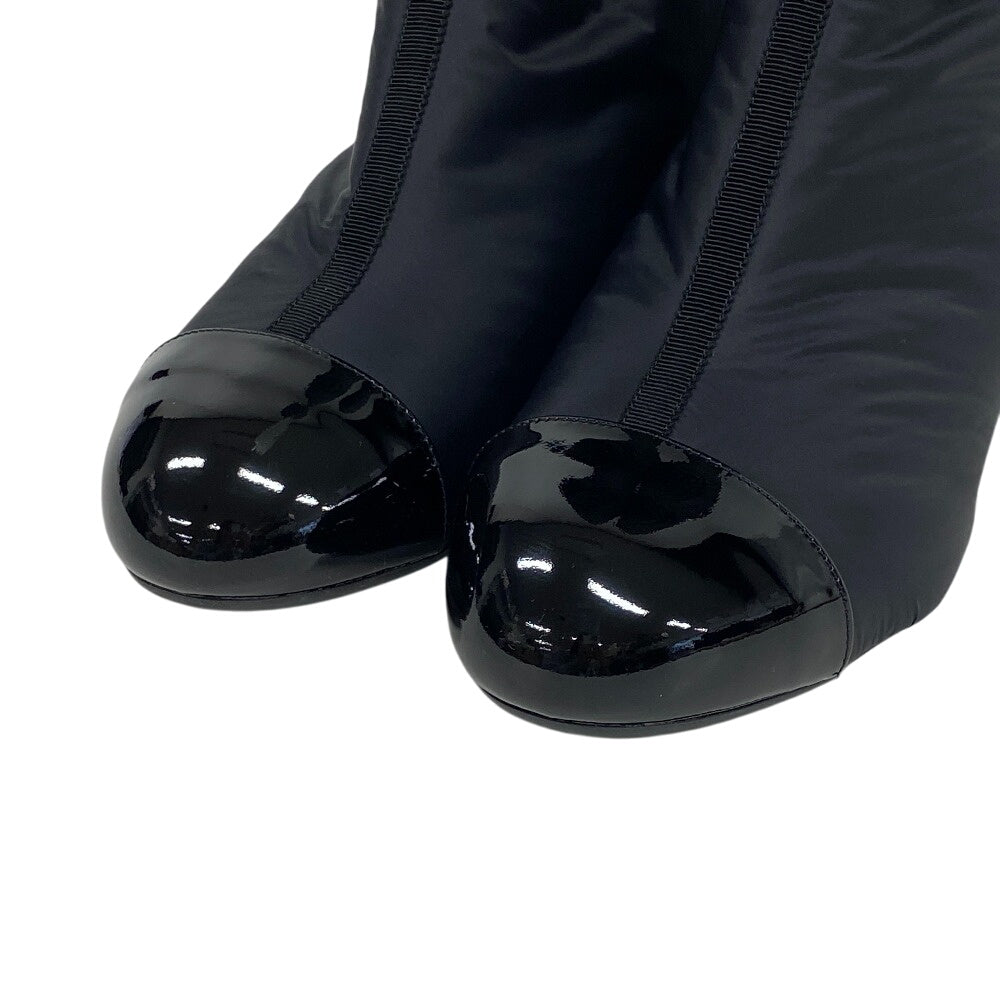 CHANEL boots Patent Leather, Nylon black 2WAY COCO Mark Matrasse K21 Women 39C Used Authentic