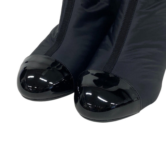 CHANEL boots Patent Leather, Nylon black 2WAY COCO Mark Matrasse K21 Women 39C Used Authentic