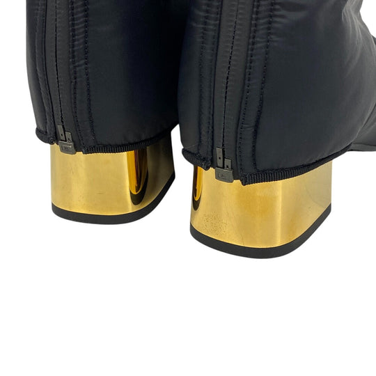 CHANEL boots Patent Leather, Nylon black 2WAY COCO Mark Matrasse K21 Women 39C Used Authentic
