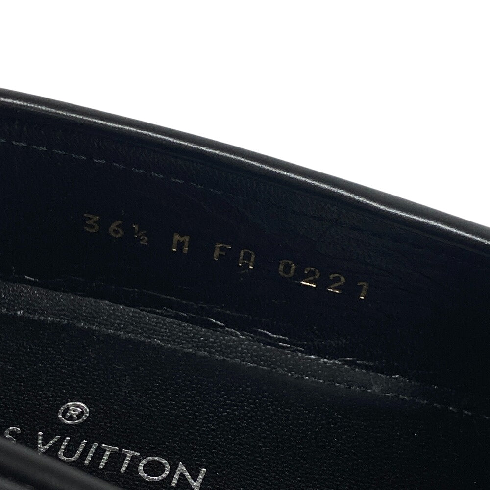 LOUIS VUITTON loafers leather black LV Circle Logo Chain Orsay Line Women 36 1/2 Used Authentic