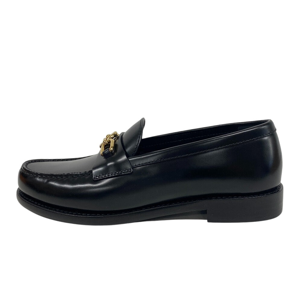 LOUIS VUITTON loafers leather black LV Circle Logo Chain Orsay Line Women 36 1/2 Used Authentic