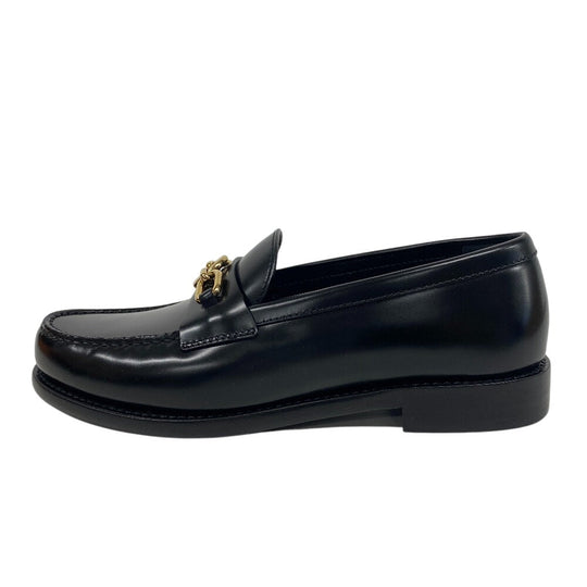 LOUIS VUITTON loafers leather black LV Circle Logo Chain Orsay Line Women 36 1/2 Used Authentic