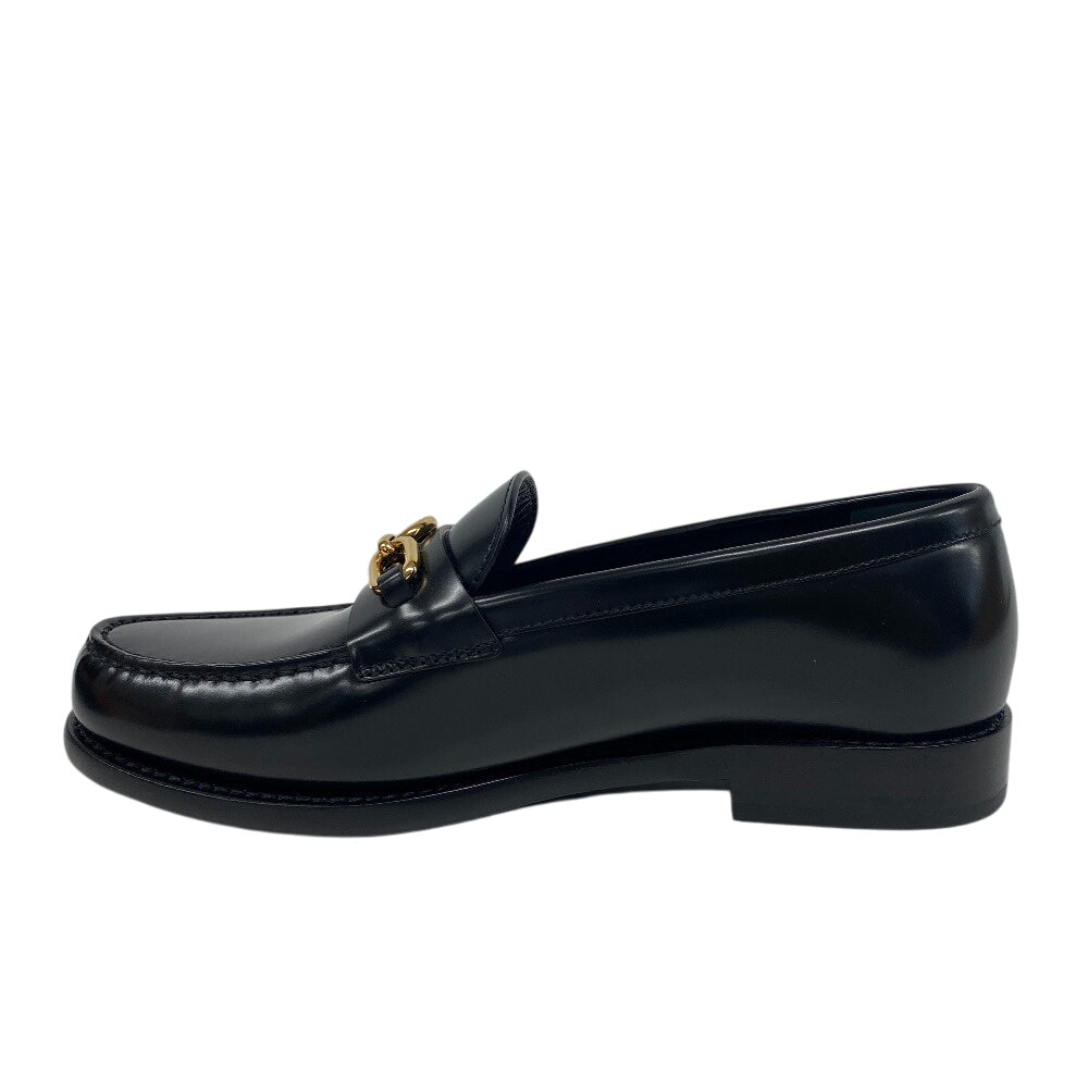 LOUIS VUITTON loafers leather black LV Circle Logo Chain Orsay Line Women 36 1/2 Used Authentic