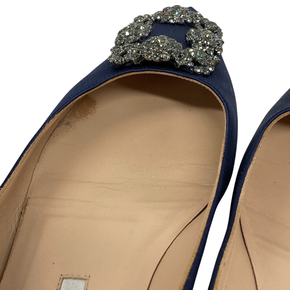 MANOLO BLAHNIK pumps Satin, Leather blue Rhinestone Hangishi Women 38 Used Authentic