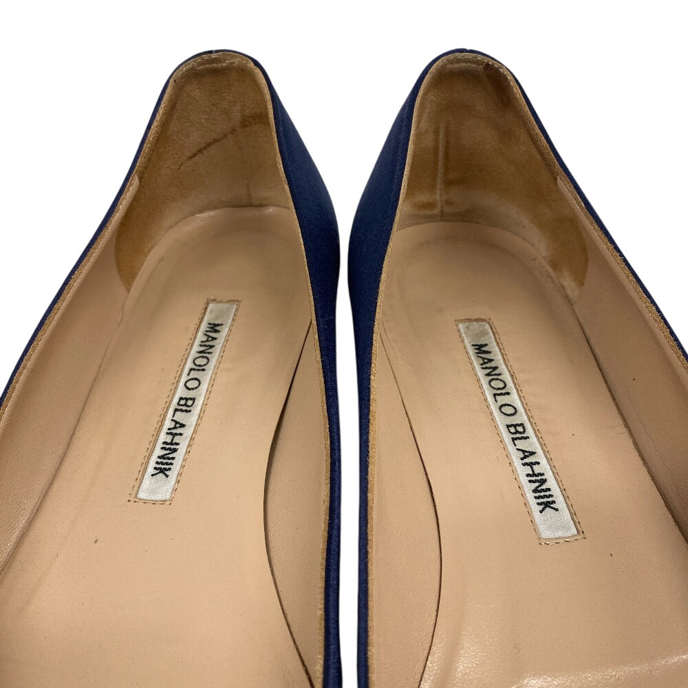 MANOLO BLAHNIK pumps Satin, Leather blue Rhinestone Hangishi Women 38 Used Authentic