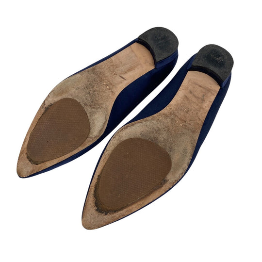 MANOLO BLAHNIK pumps Satin, Leather blue Rhinestone Hangishi Women 38 Used Authentic