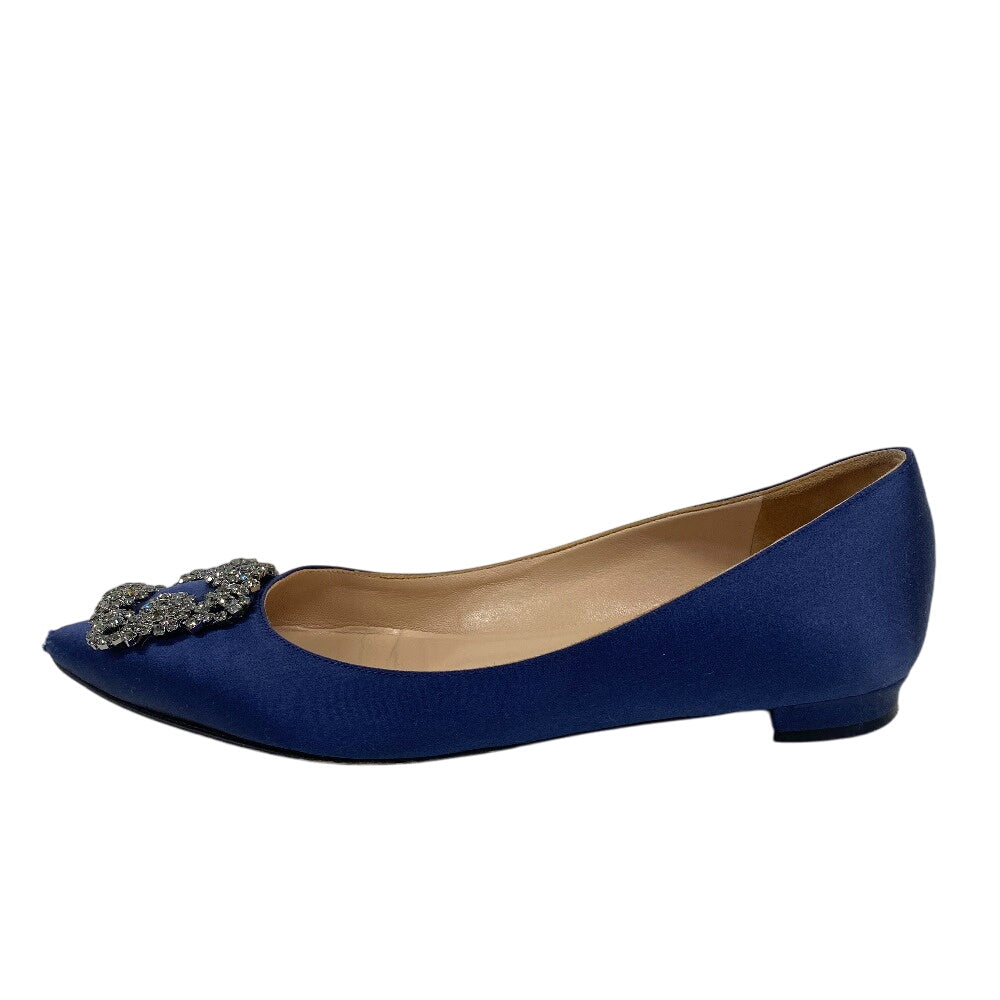 MANOLO BLAHNIK pumps Satin, Leather blue Rhinestone Hangishi Women 38 Used Authentic