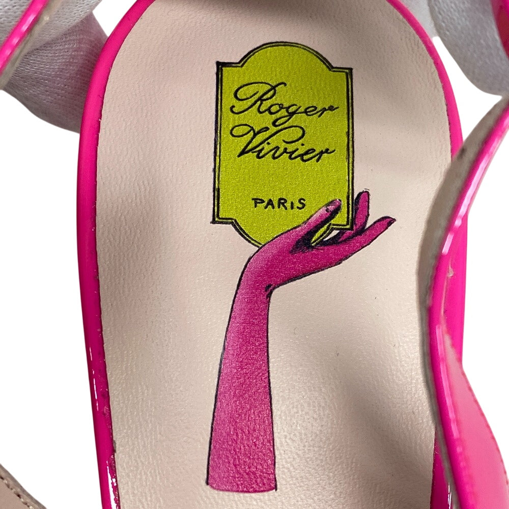 ROGERVIVIER pumps Patent leather pink Slingback Bijoux Virgul Women 38 1/2 Used Authentic