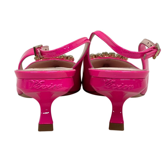 ROGERVIVIER pumps Patent leather pink Slingback Bijoux Virgul Women 38 1/2 Used Authentic