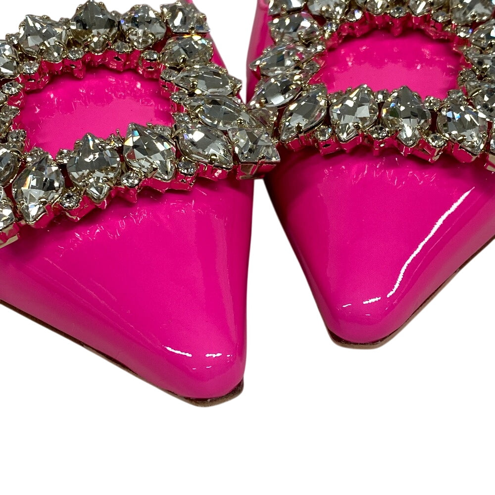 ROGERVIVIER pumps Patent leather pink Slingback Bijoux Virgul Women 38 1/2 Used Authentic
