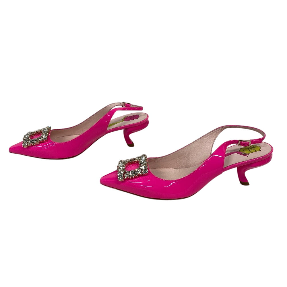 ROGERVIVIER pumps Patent leather pink Slingback Bijoux Virgul Women 38 1/2 Used Authentic