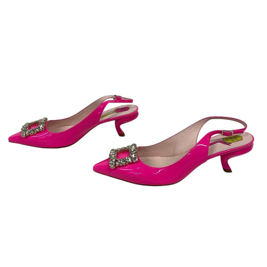 ROGERVIVIER pumps Patent leather pink Slingback Bijoux Virgul Women 38 1/2 Used Authentic