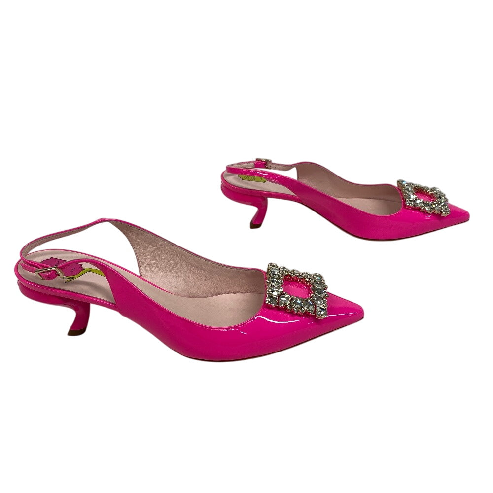 ROGERVIVIER pumps Patent leather pink Slingback Bijoux Virgul Women 38 1/2 Used Authentic