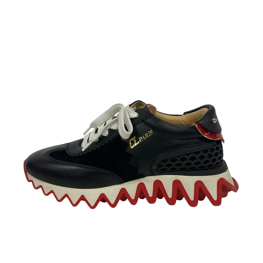 Christian Louboutin sneakers Leather, Suede black Spike studs ruby shark 38