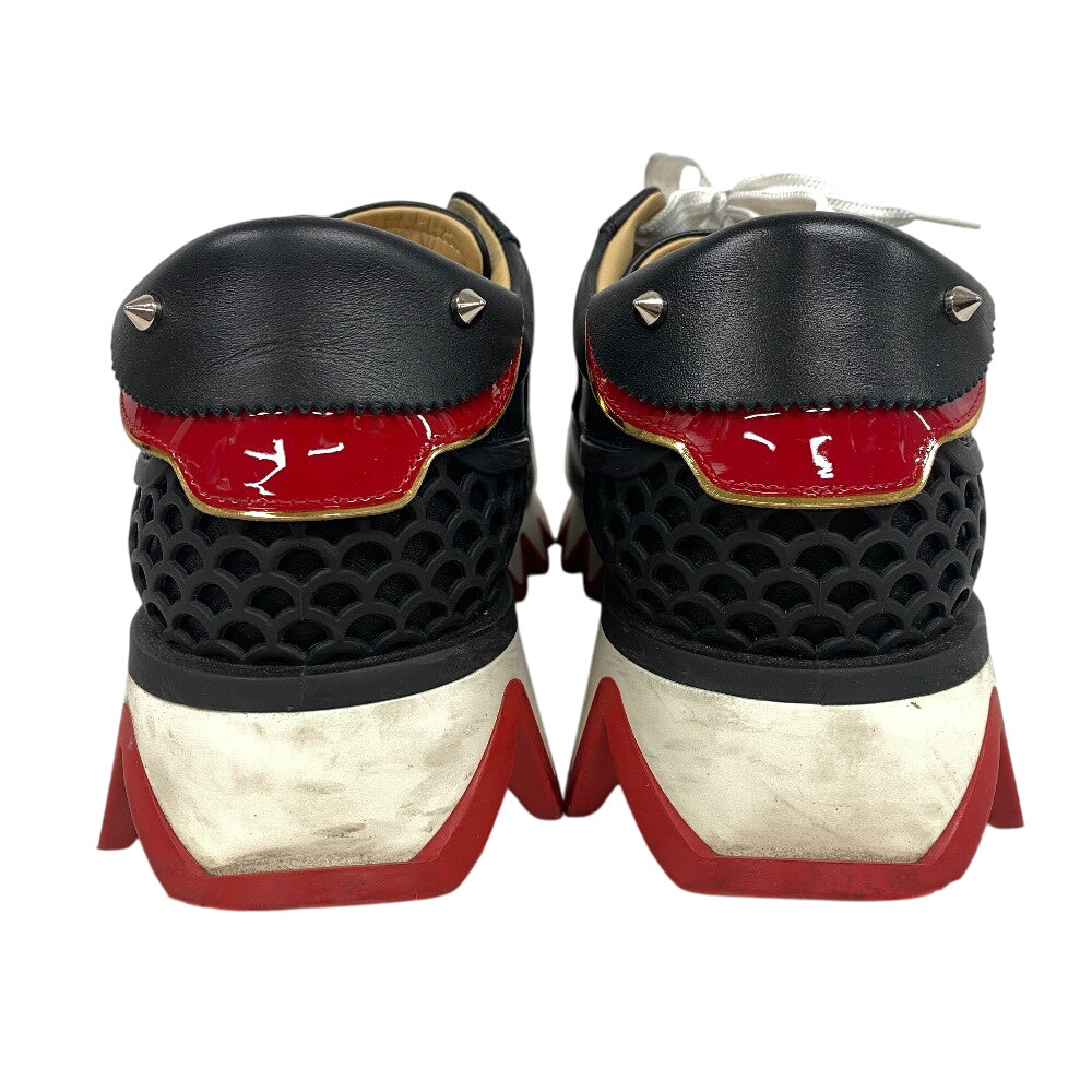 Christian Louboutin sneakers Leather, Suede black Spike studs ruby shark 38