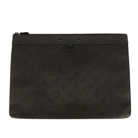 LOUIS VUITTON Clutch bag M62903 leather black Pochette Monogram shadow Discovery mens Used Authentic