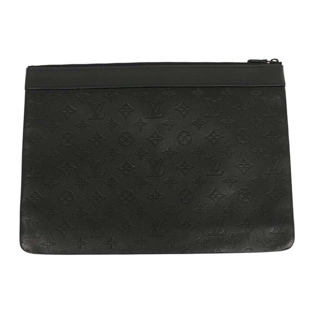 LOUIS VUITTON Clutch bag M62903 leather black Pochette Monogram shadow Discovery mens Used Authentic