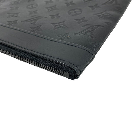 LOUIS VUITTON Clutch bag M62903 leather black Pochette Monogram shadow Discovery mens Used Authentic