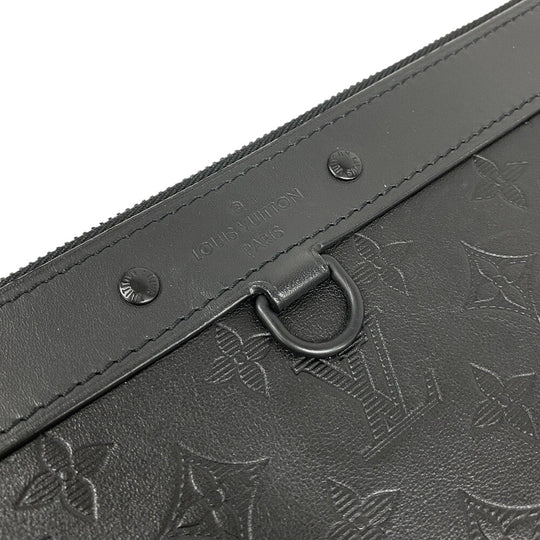 LOUIS VUITTON Clutch bag M62903 leather black Pochette Monogram shadow Discovery mens Used Authentic