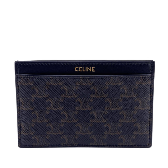 CELINE Card Case Triomphe canvas Brown(Unisex) Used Authentic
