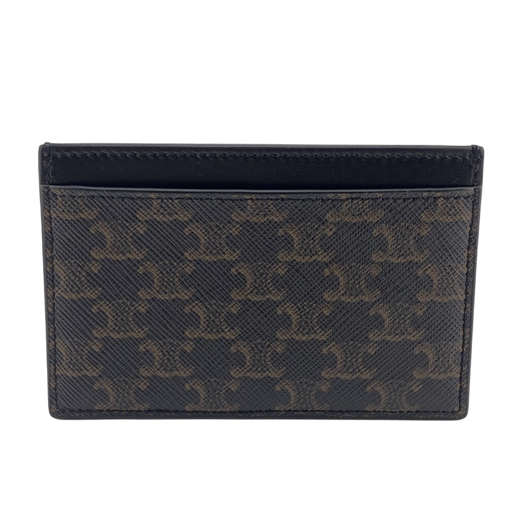 CELINE Card Case Triomphe canvas Brown(Unisex) Used Authentic