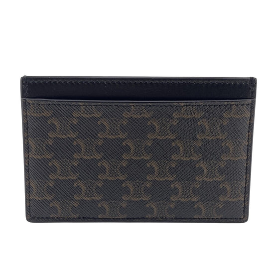 CELINE Card Case Triomphe canvas Brown(Unisex) Used Authentic