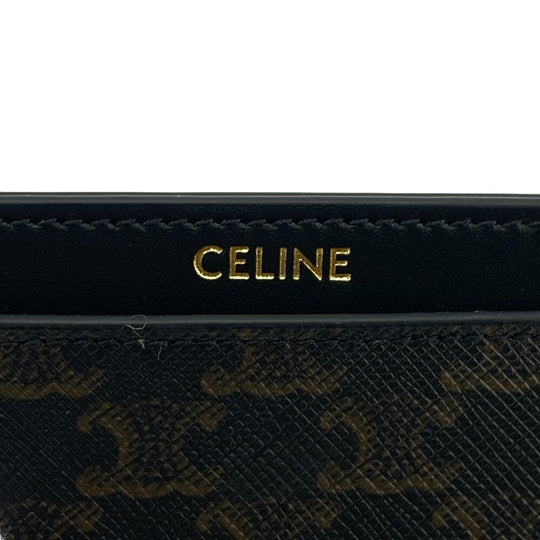 CELINE Card Case Triomphe canvas Brown(Unisex) Used Authentic