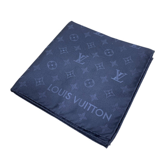 LOUIS VUITTON handkerchief M90798 silk Navy Pocket chief Monogram Shade Oversized Pocket Square mens(Unisex) Used Authentic